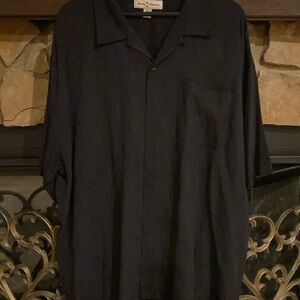 Tommy Bahama, black silk short sleeve textured shirt